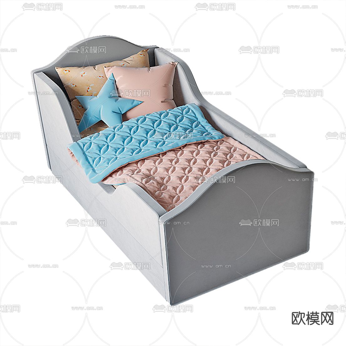 现代布艺婴儿床3d模型