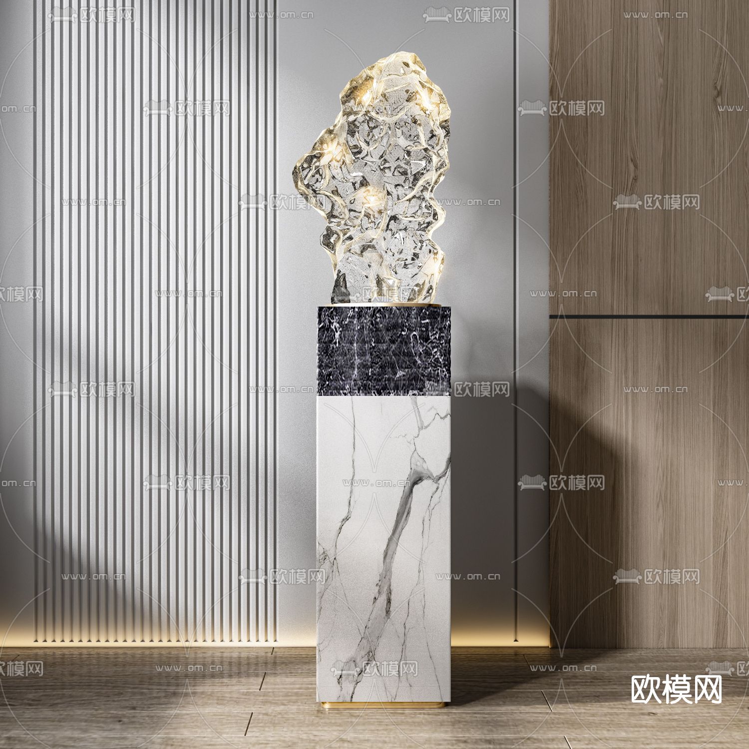 现代抽象水晶雕塑3d模型