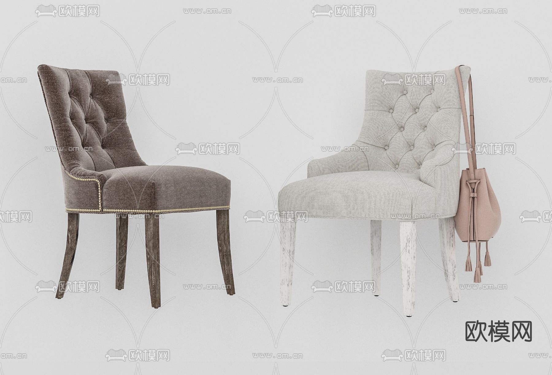 简欧布艺单椅免费3d模型下载