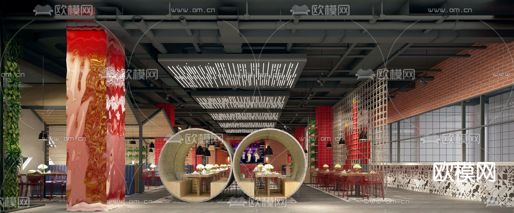 工业风音乐餐厅3d模型