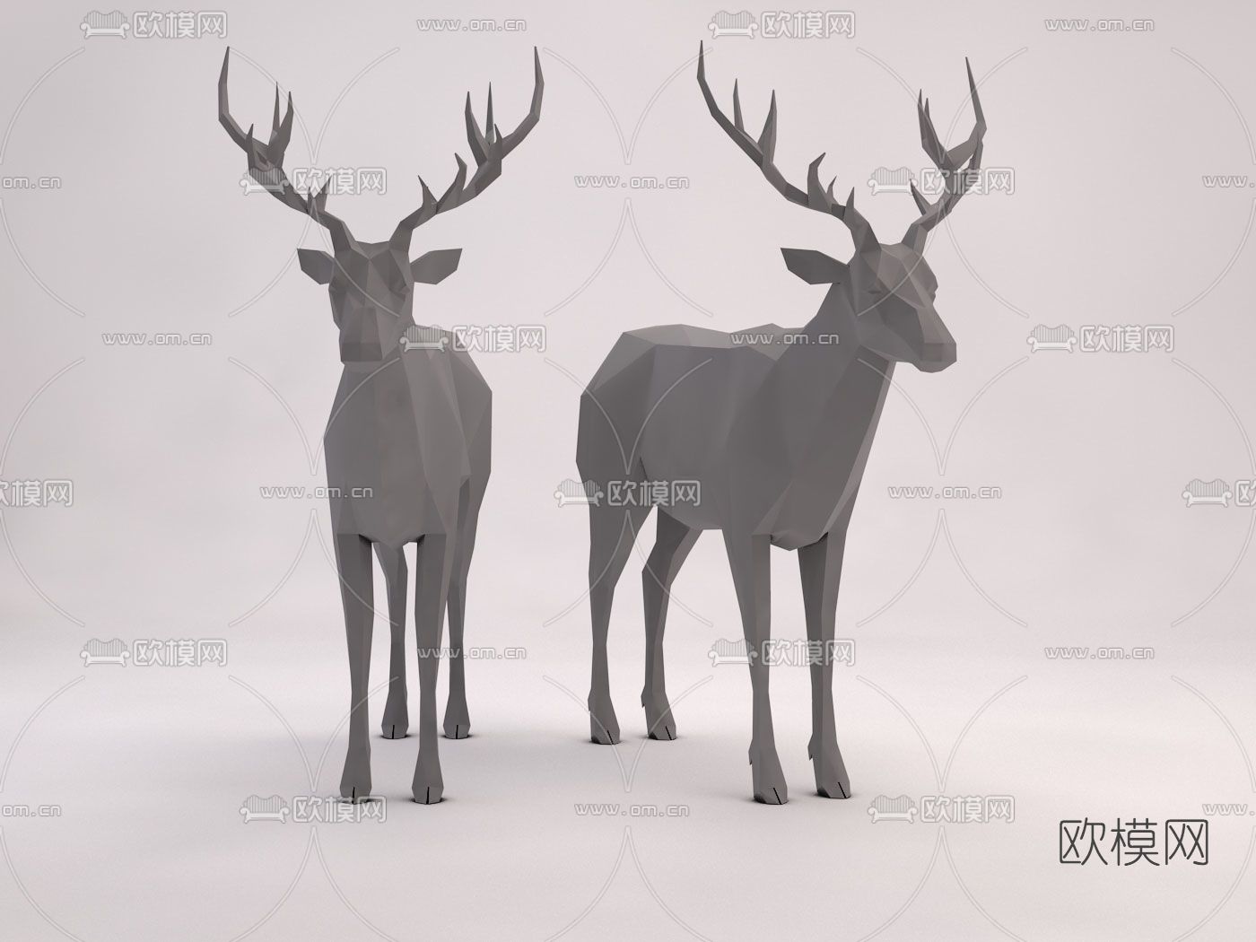 现代几何鹿雕塑免费3d模型下载