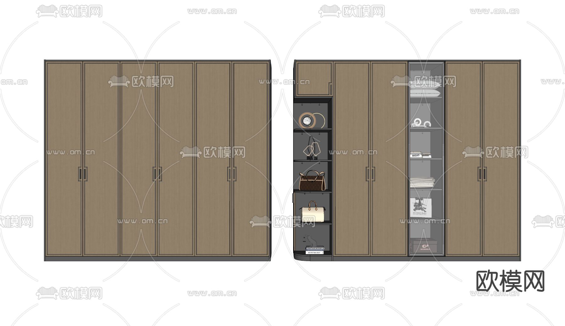 新中式轻奢衣柜su模型下载（渲染图2）