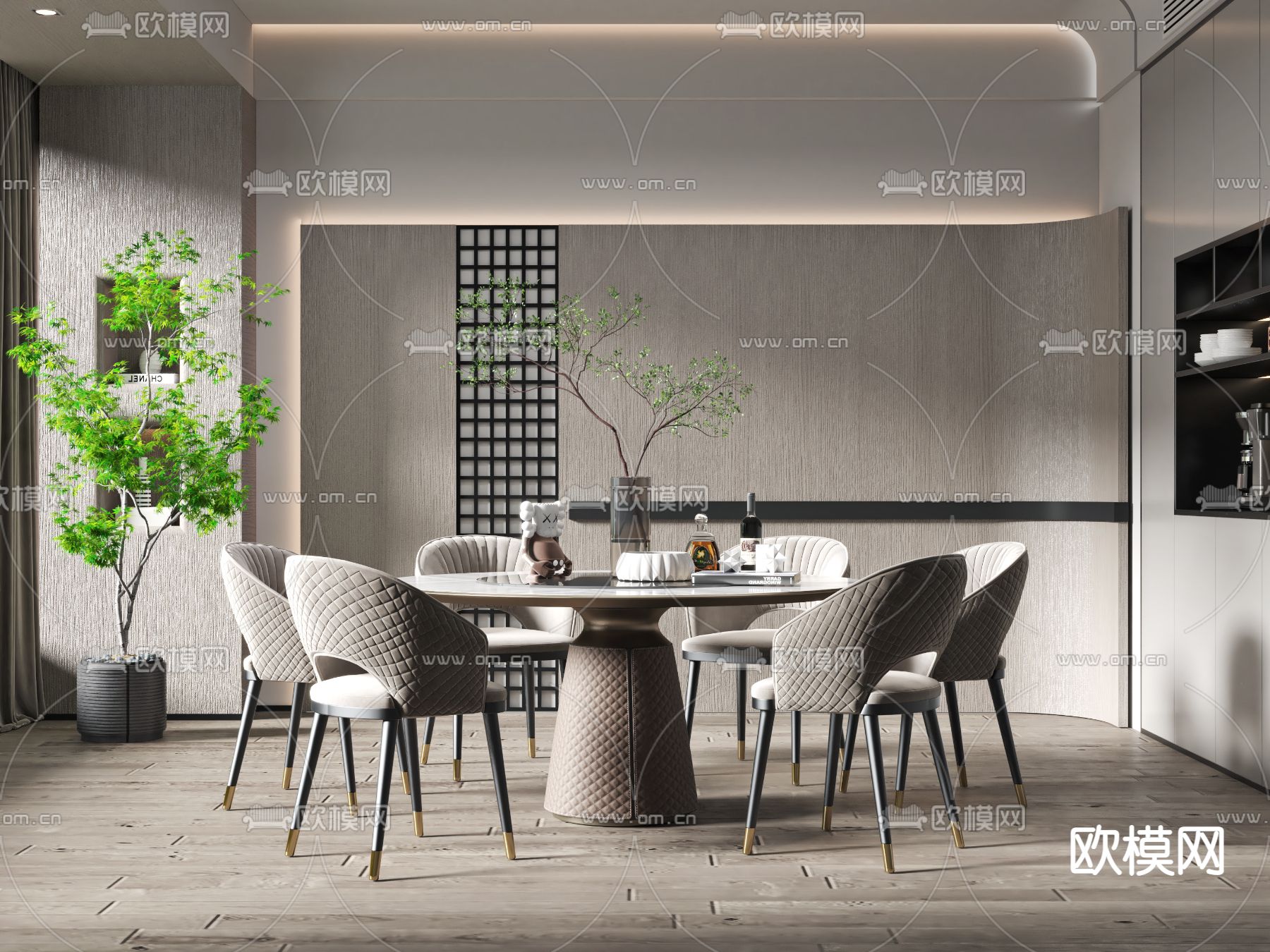 现代轻奢餐桌椅3d模型下载