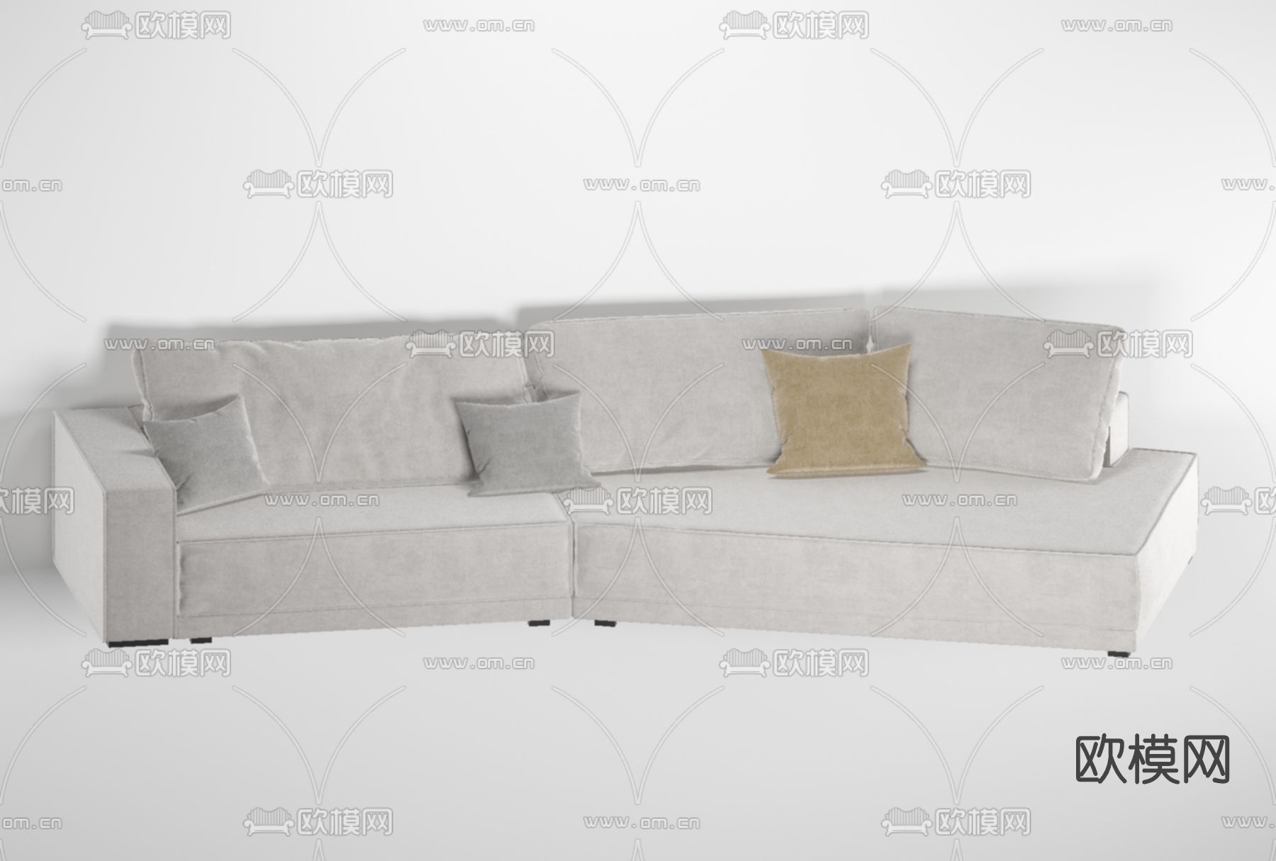 现代布艺双人沙发免费3d模型下载