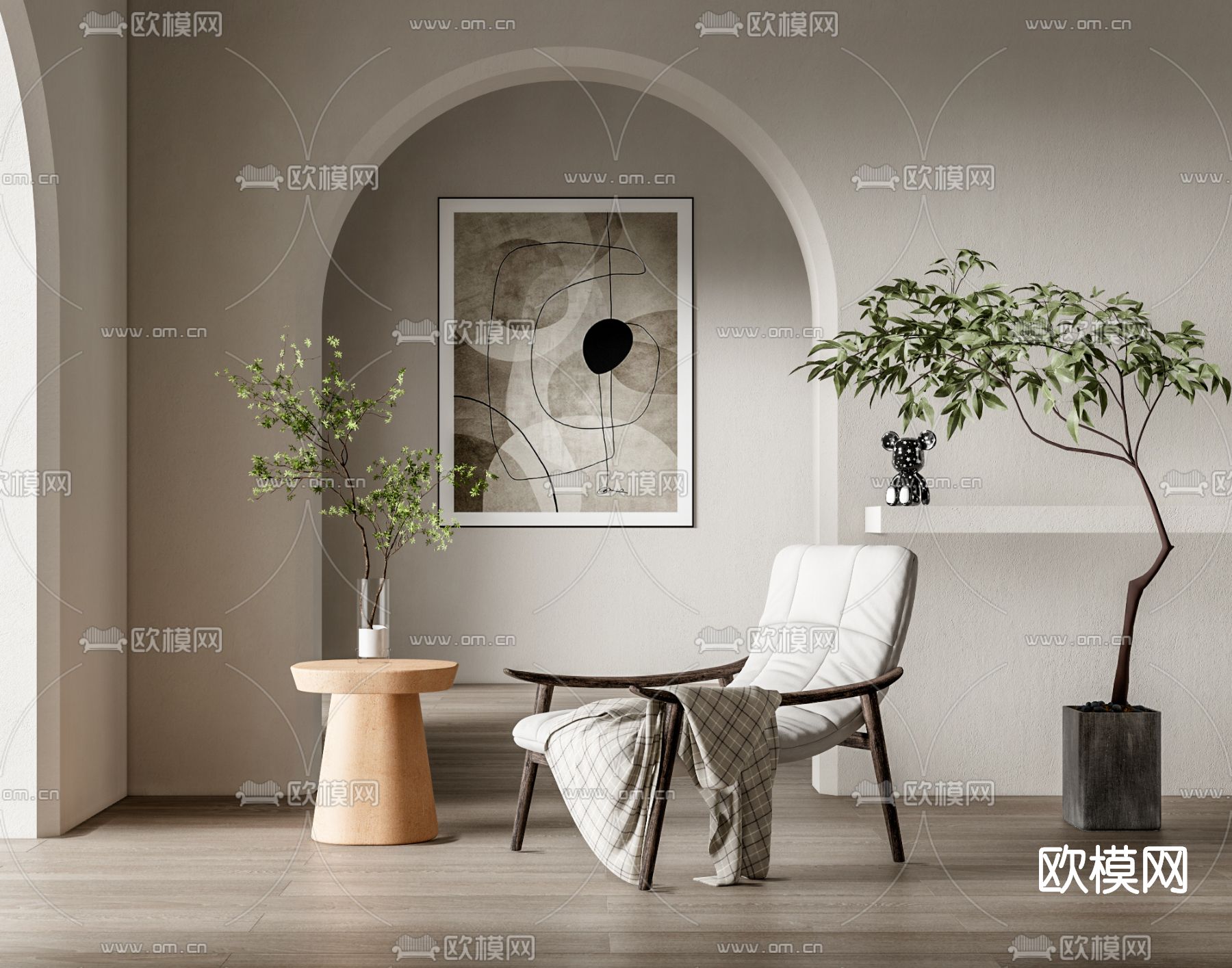 现代布艺休闲椅su模型