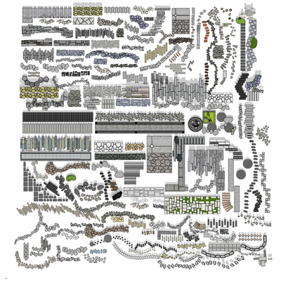 中式汀步石铺装小品su模型