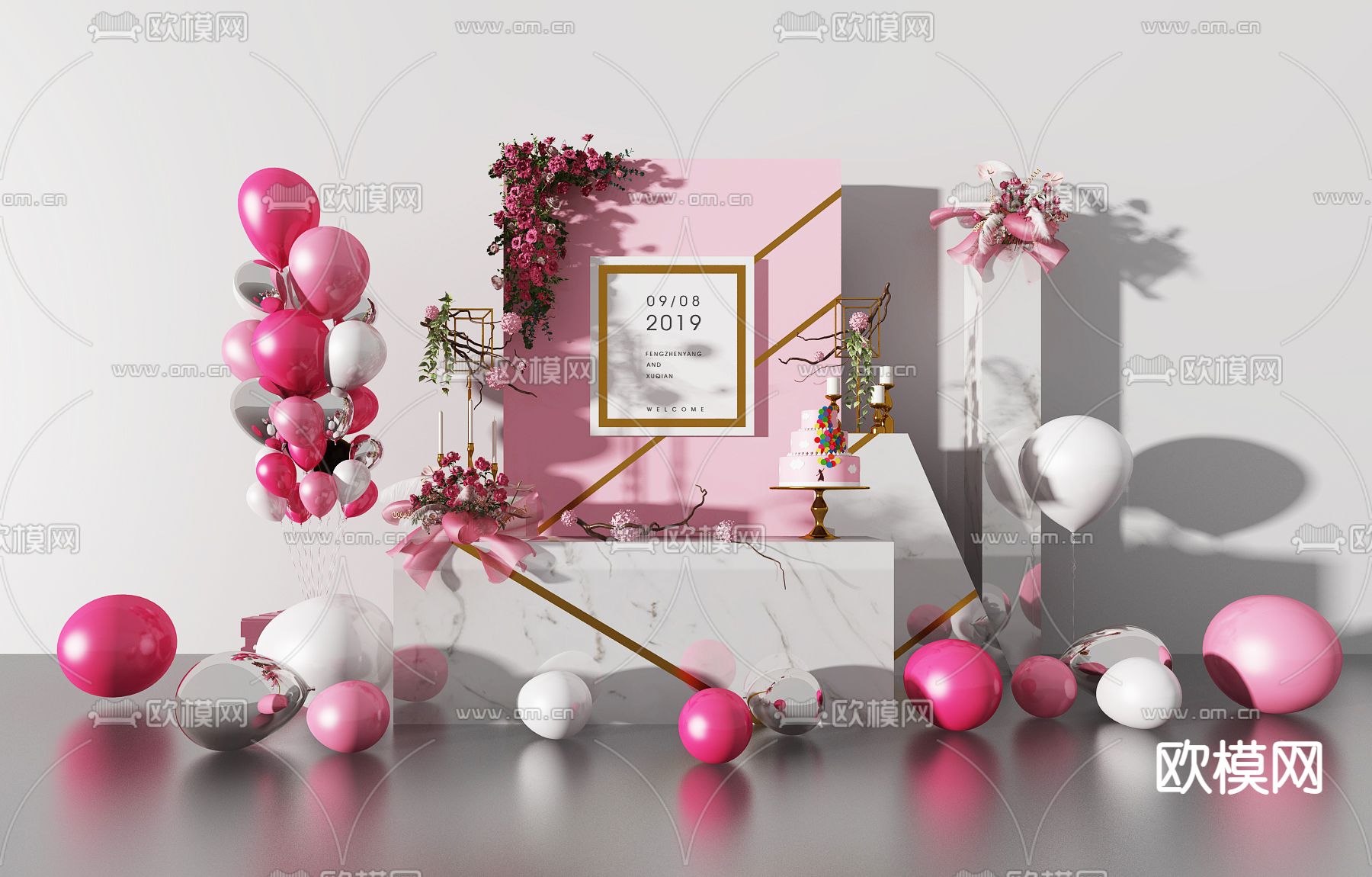 现代婚庆气球美陈3d模型