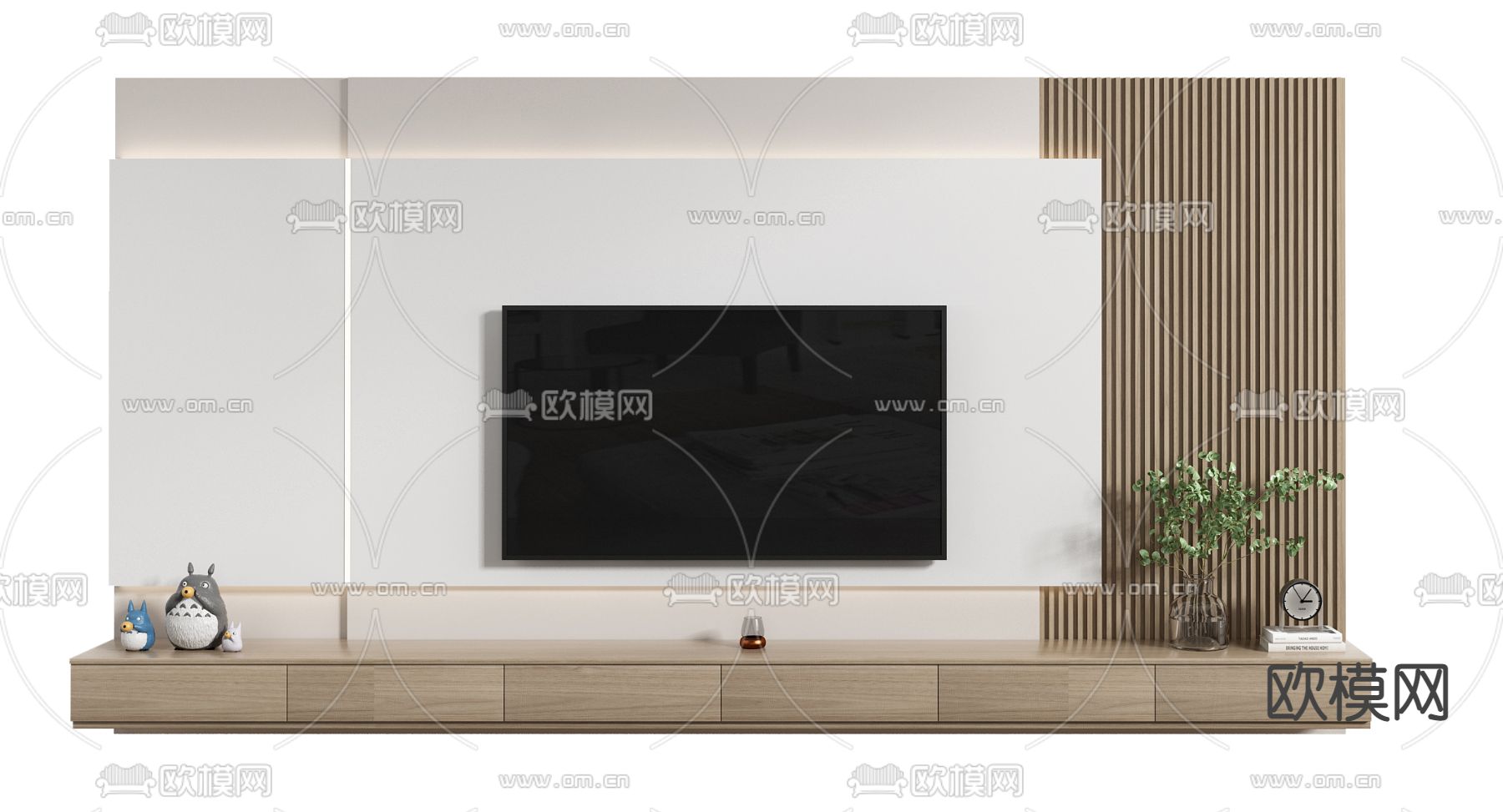 北欧电视背景墙3d模型