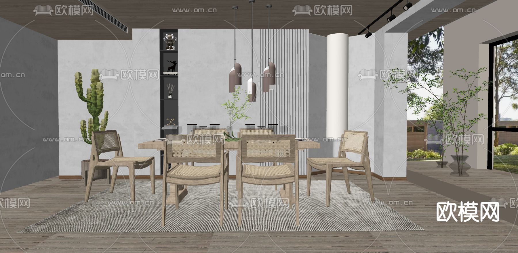 侘寂餐厅su模型