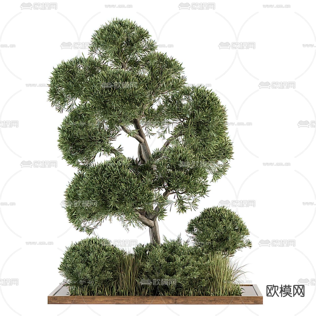 现代绿植花坛3d模型