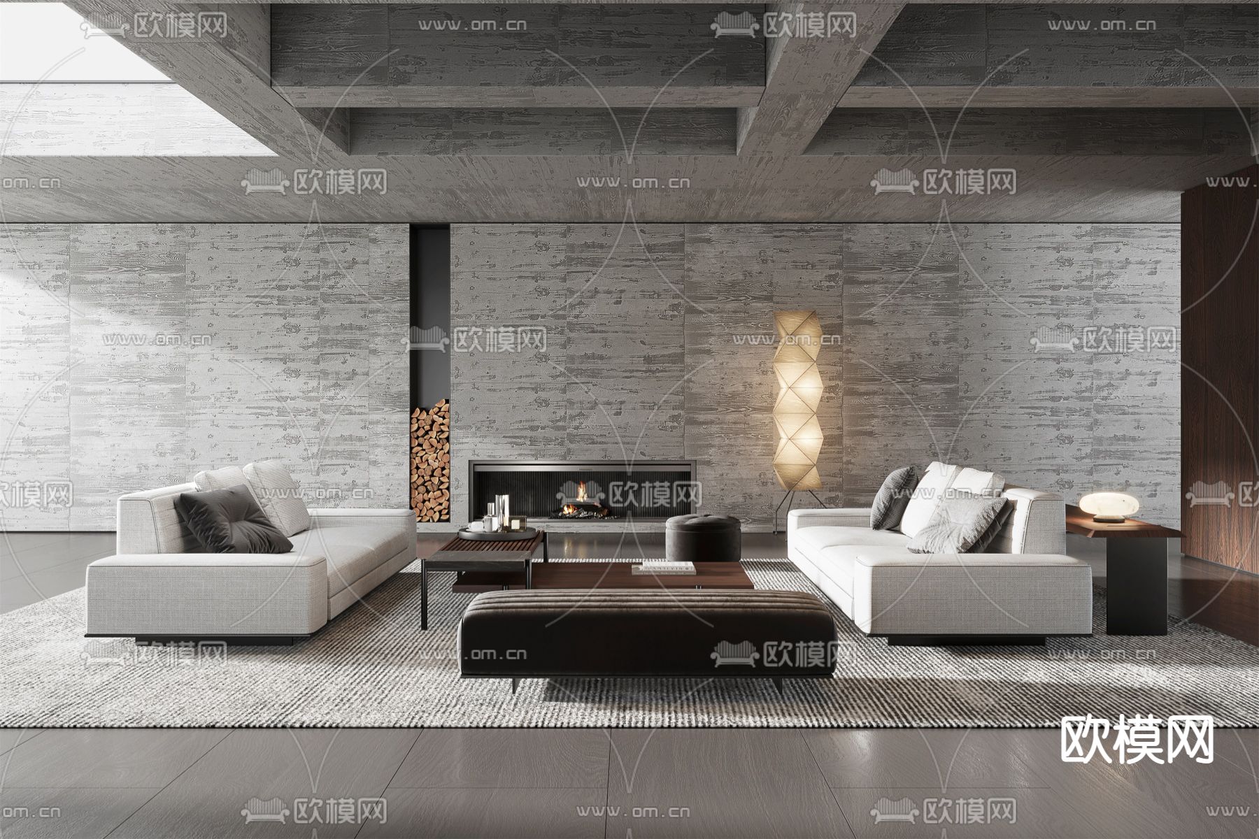 现代布艺沙发组合3d模型