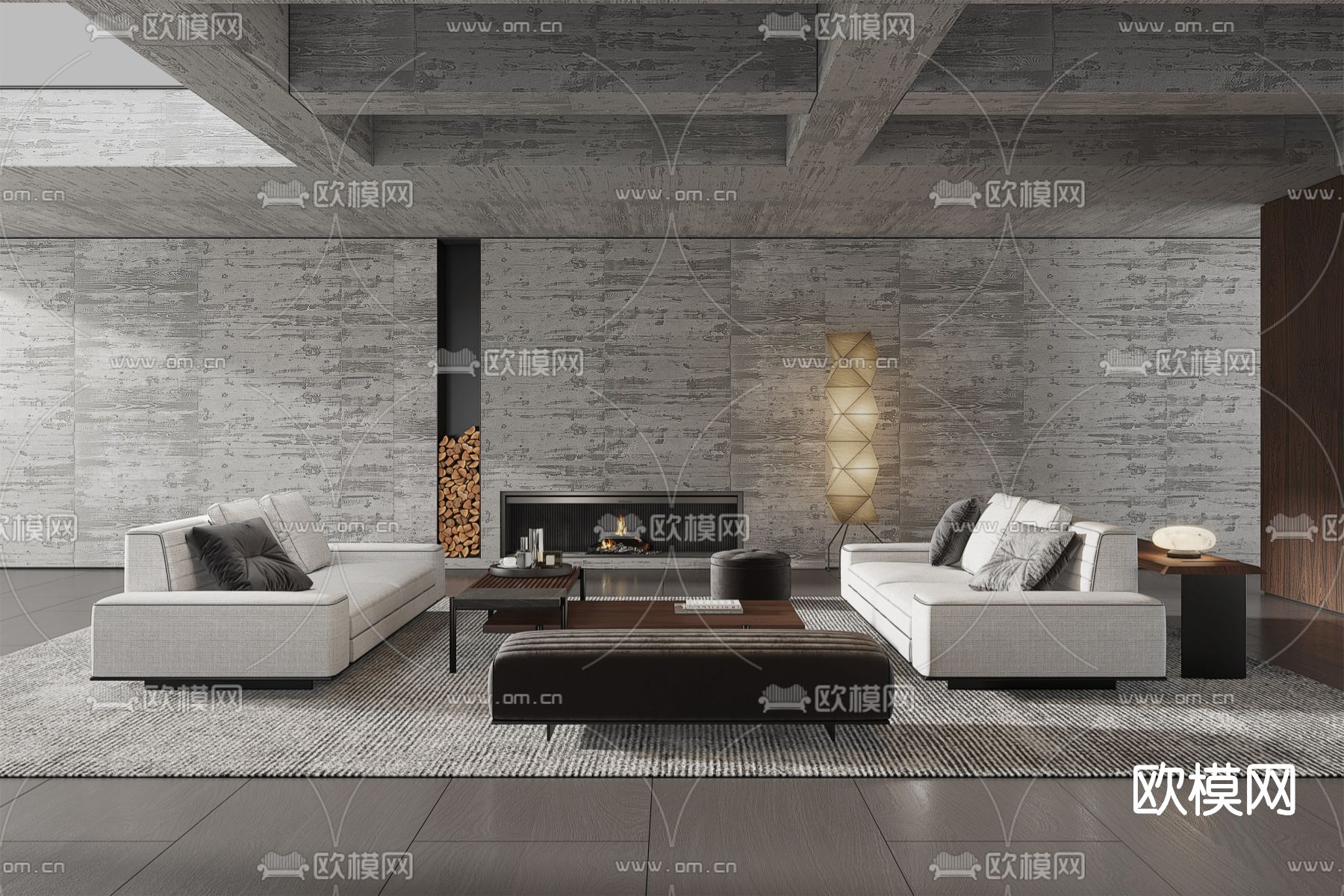现代布艺沙发组合su模型