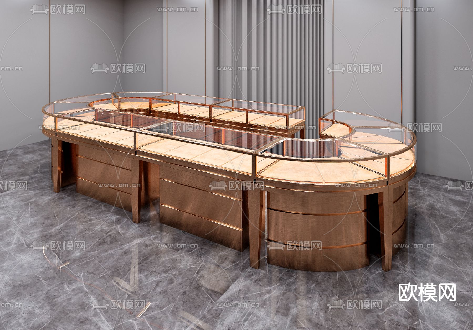 现代中岛展示柜3d模型下载