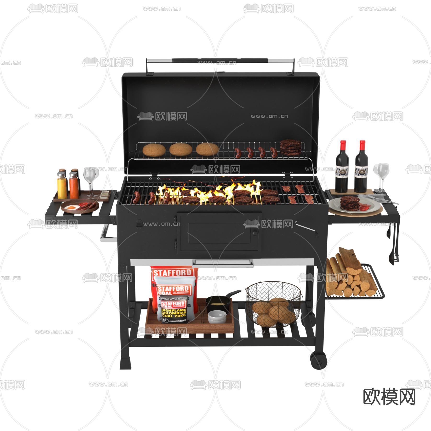 现代烧烤架烧烤炉免费3d模型下载