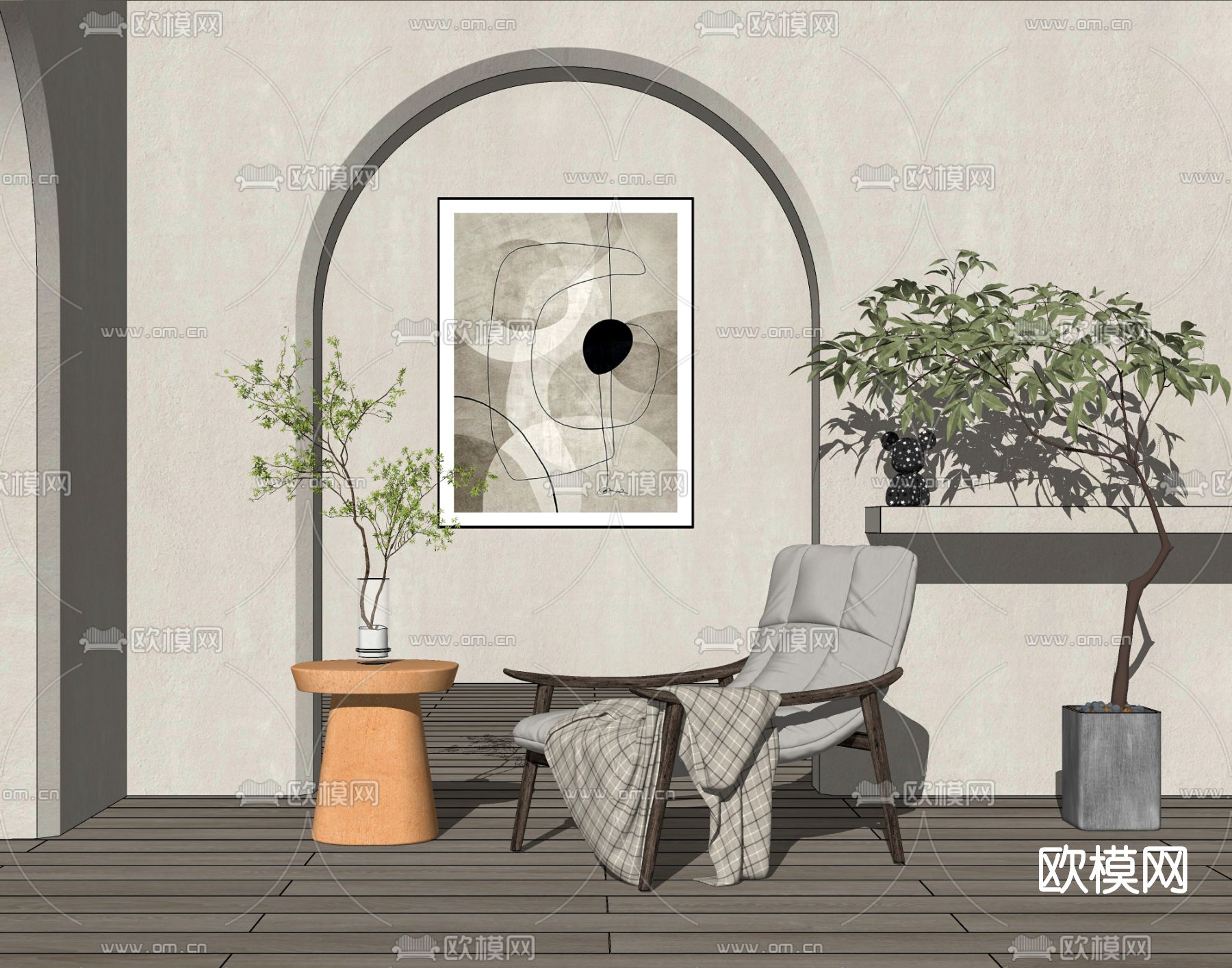 现代布艺休闲椅su模型