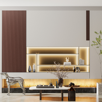 茶镜电视背景墙3d模型-3dmax模型免费下载-欧模网