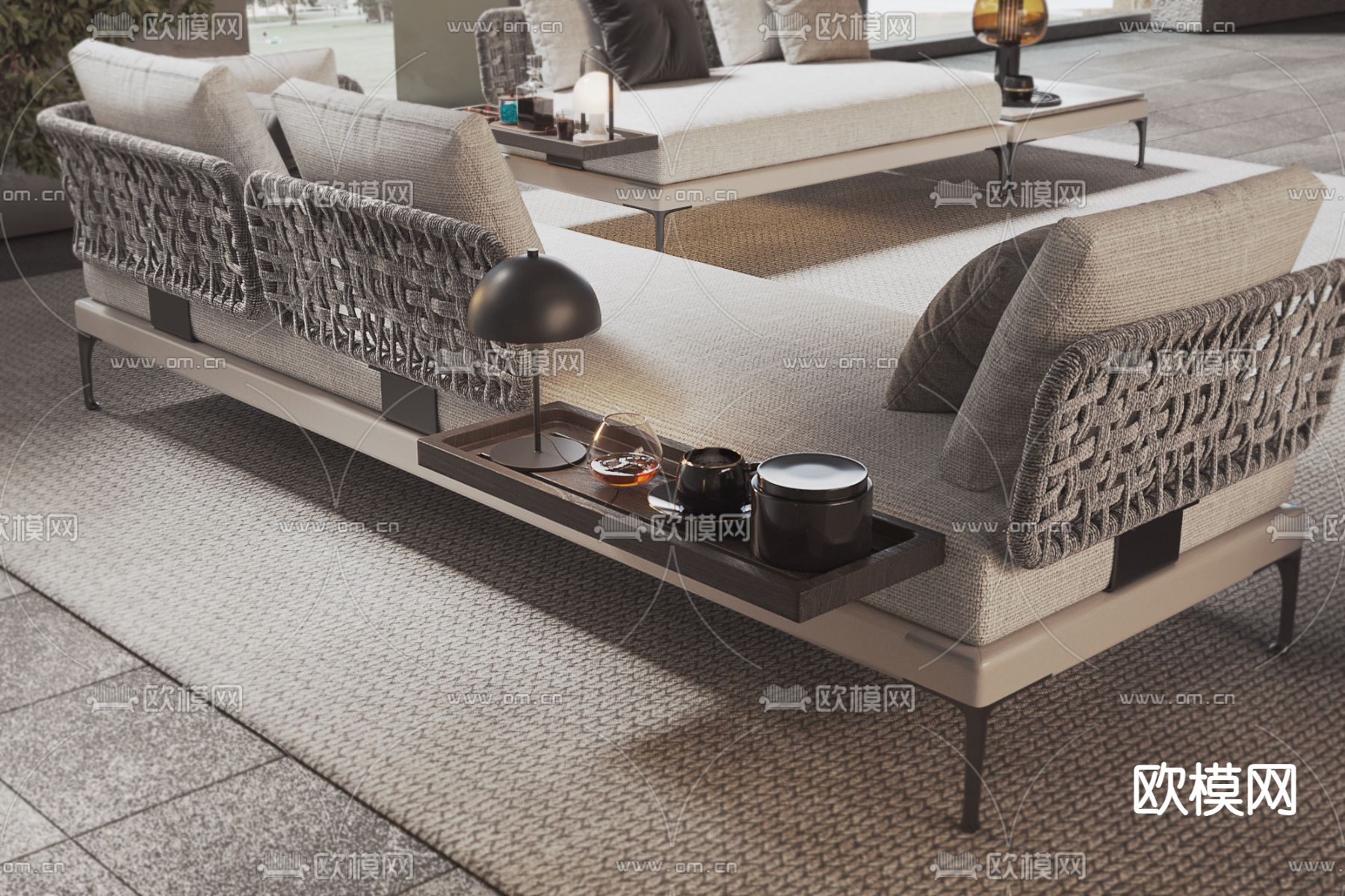 现代布艺沙发组合3d模型
