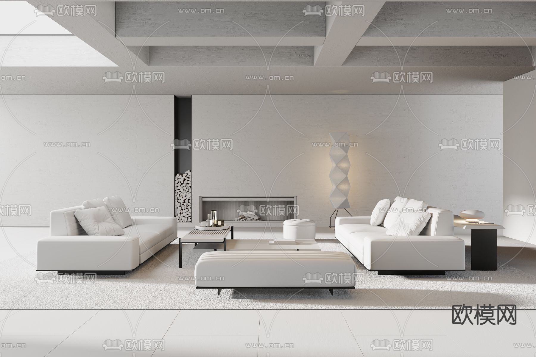 现代布艺沙发组合3d模型