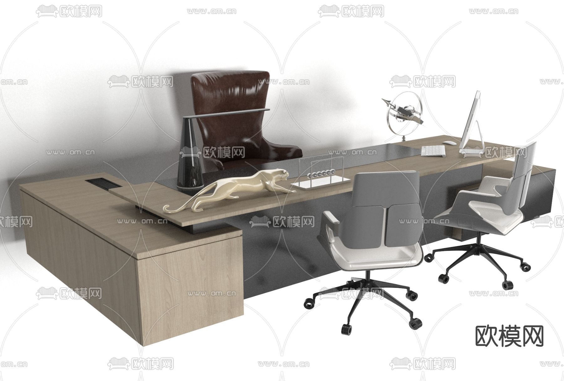 现代轻奢书桌椅免费3d模型下载