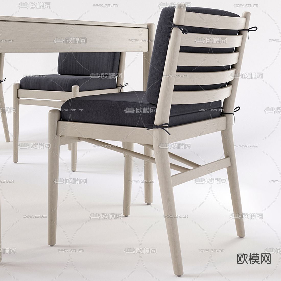 北欧实木餐桌椅3d模型