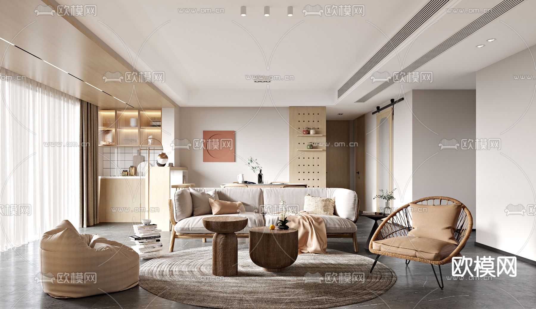 日式客餐厅3d模型下载（渲染图1）