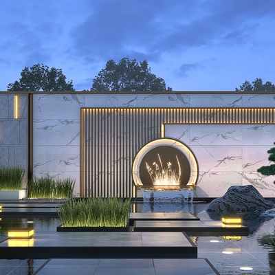 庭院水景墙3d模型