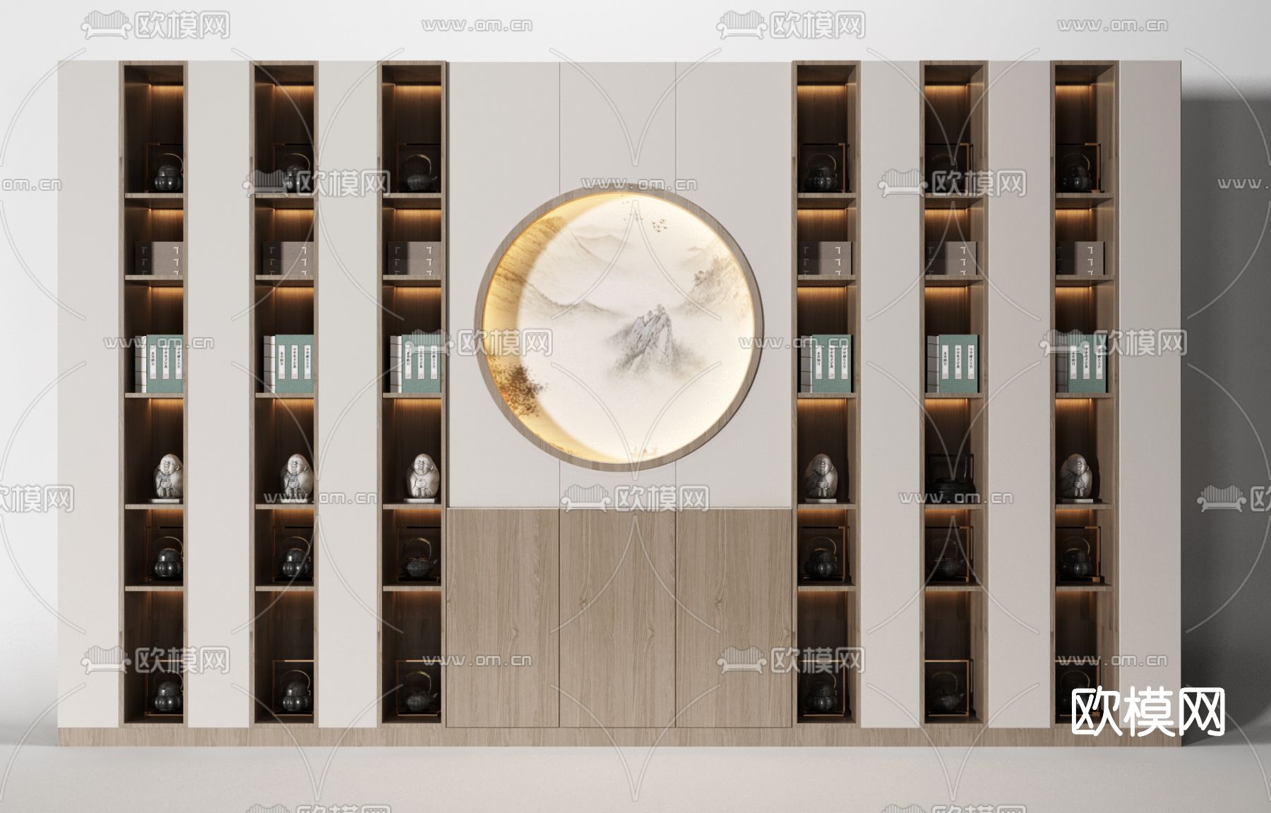 新中式装饰柜免费3d模型下载