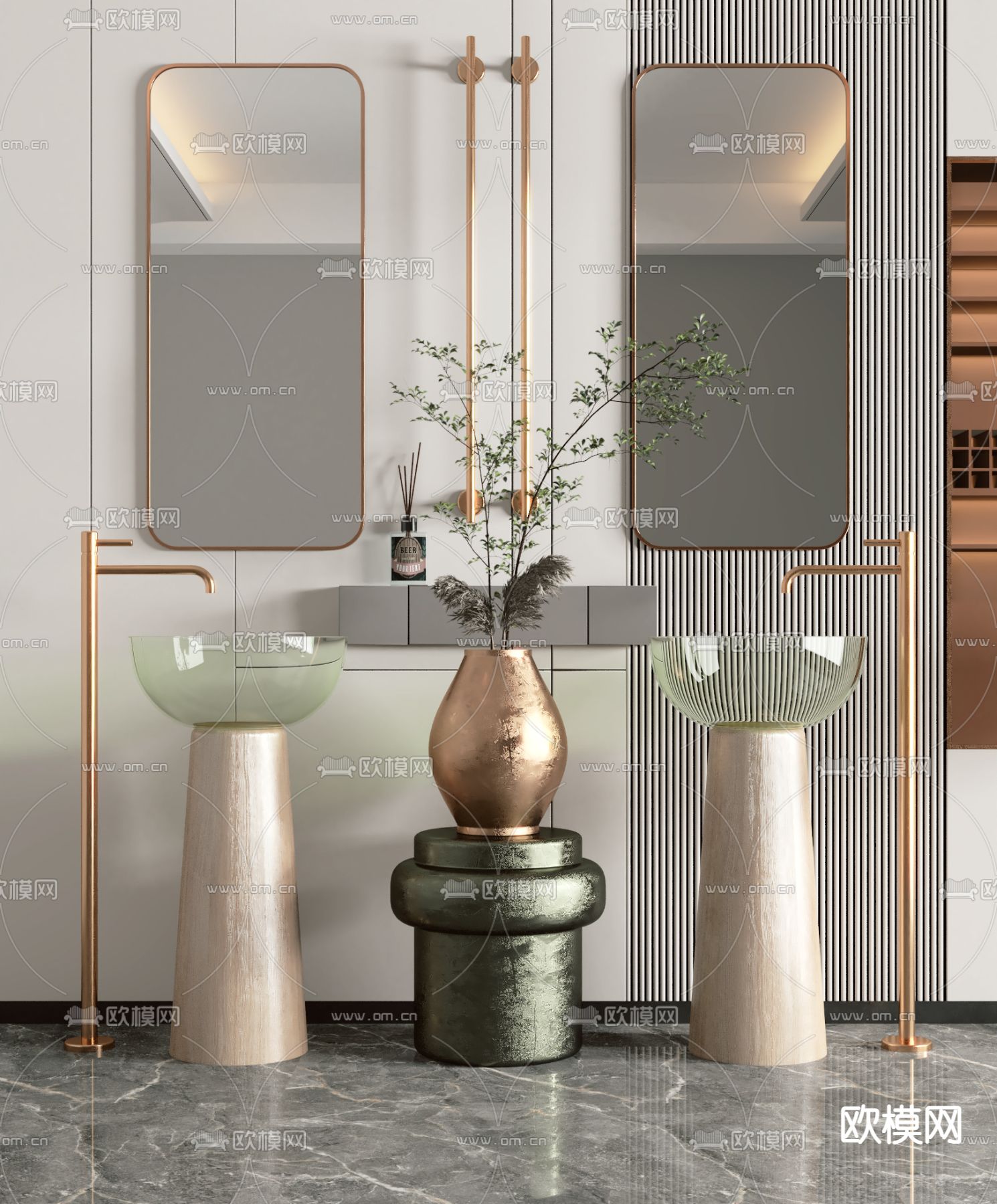 现代轻奢立柱式洗手台3d模型下载