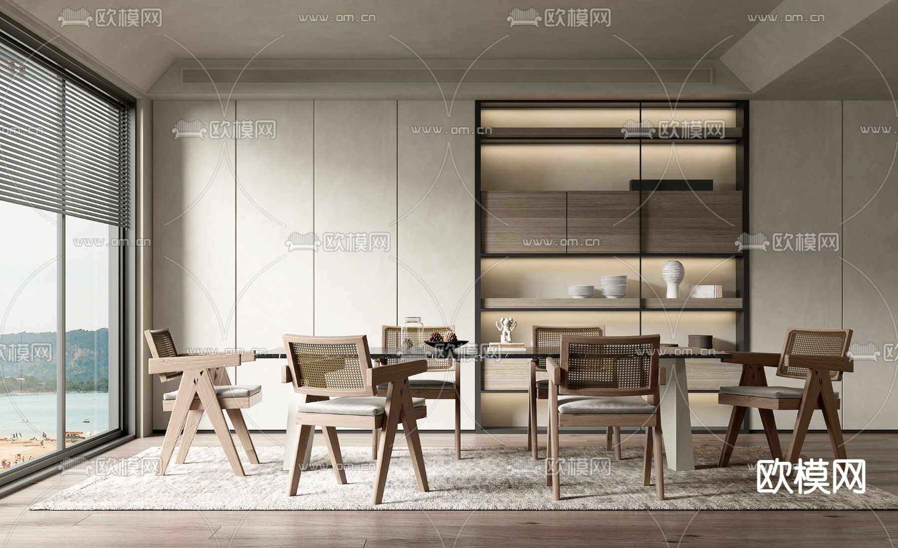 侘寂风餐厅3d模型