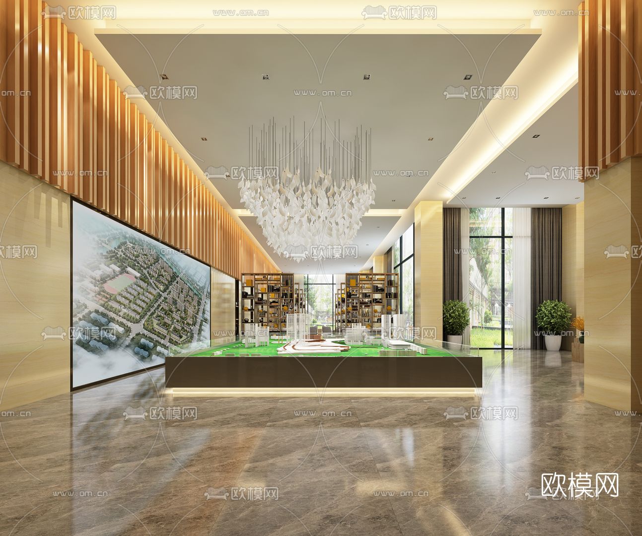 现代售楼处沙盘区免费3d模型下载