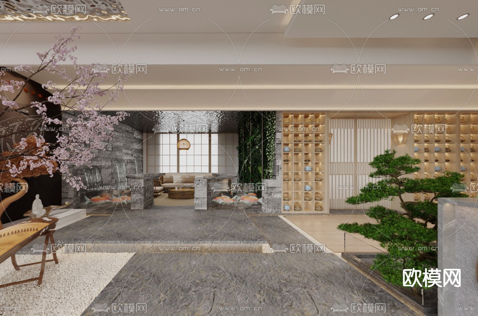 新中式茶楼会所cr全景3d模型