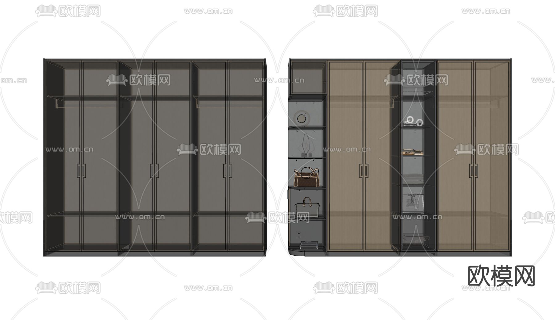 新中式轻奢衣柜su模型下载（渲染图3）