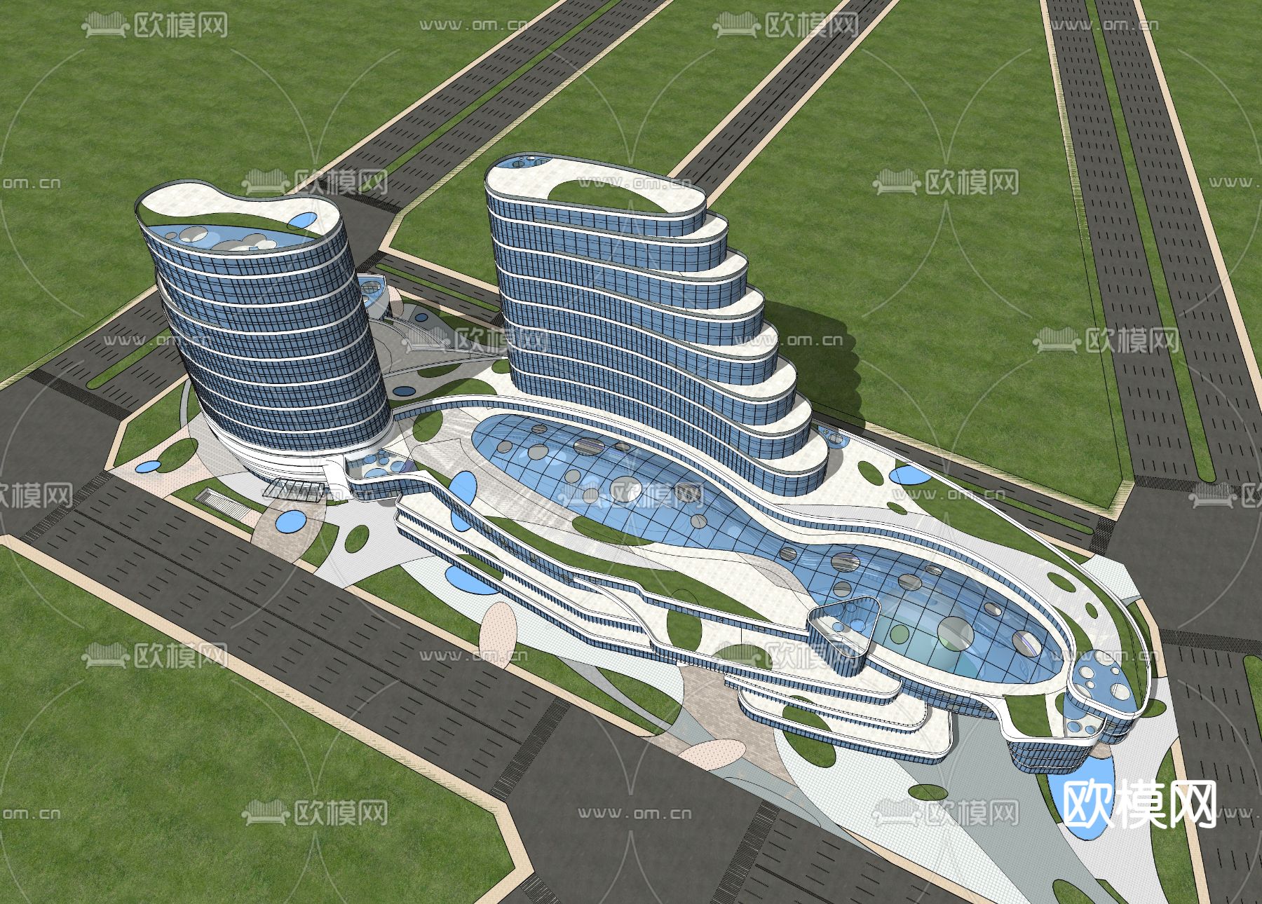 现代商业酒店su模型