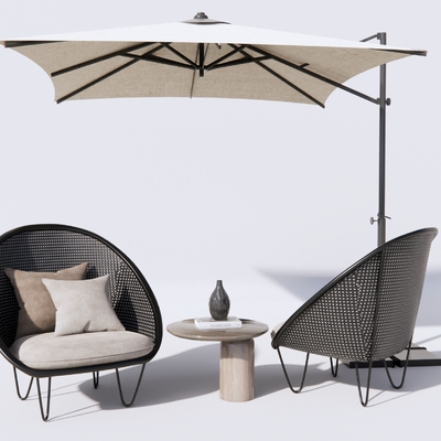  现代藤编户外沙发su模型 