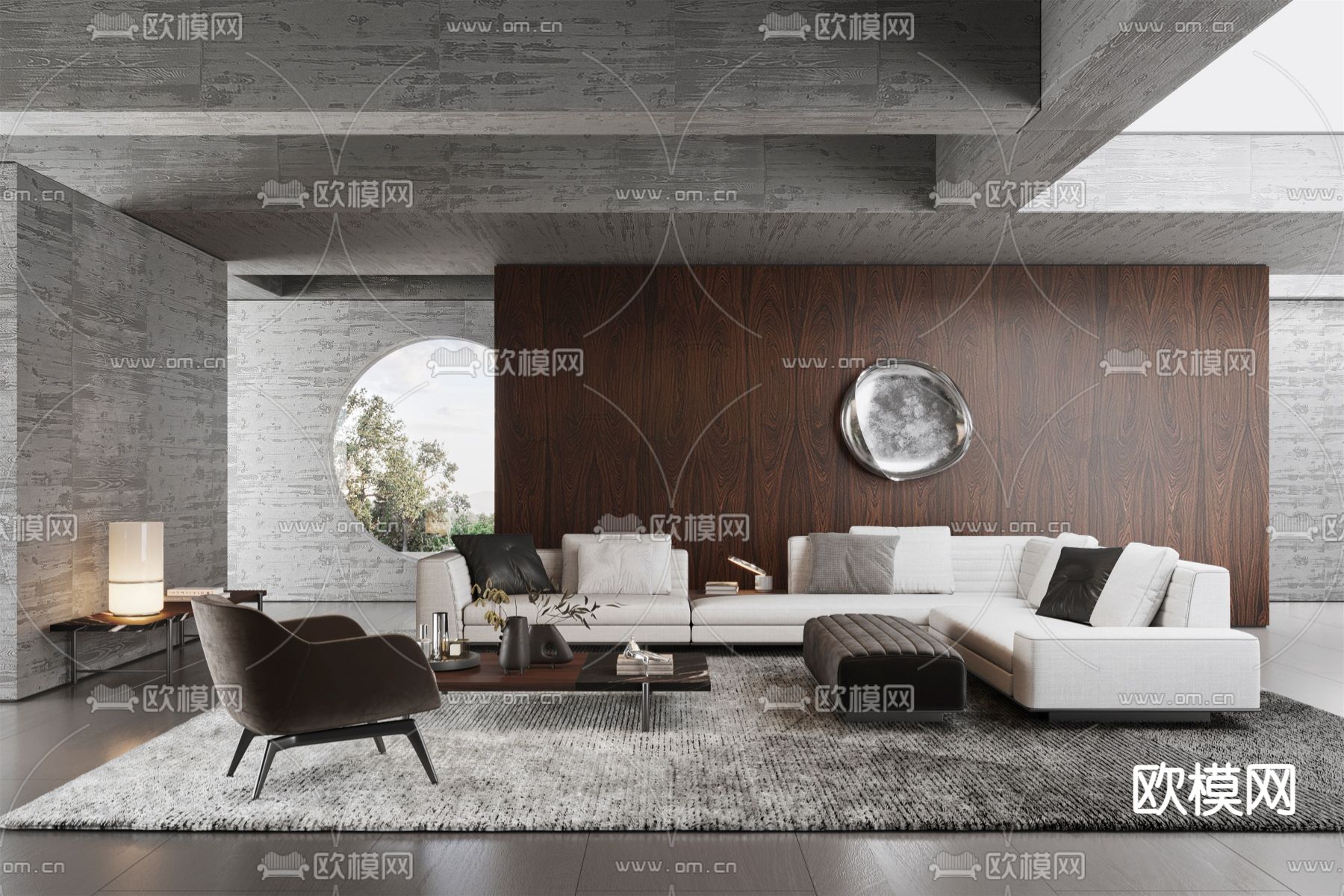 现代布艺转角沙发组合3d模型