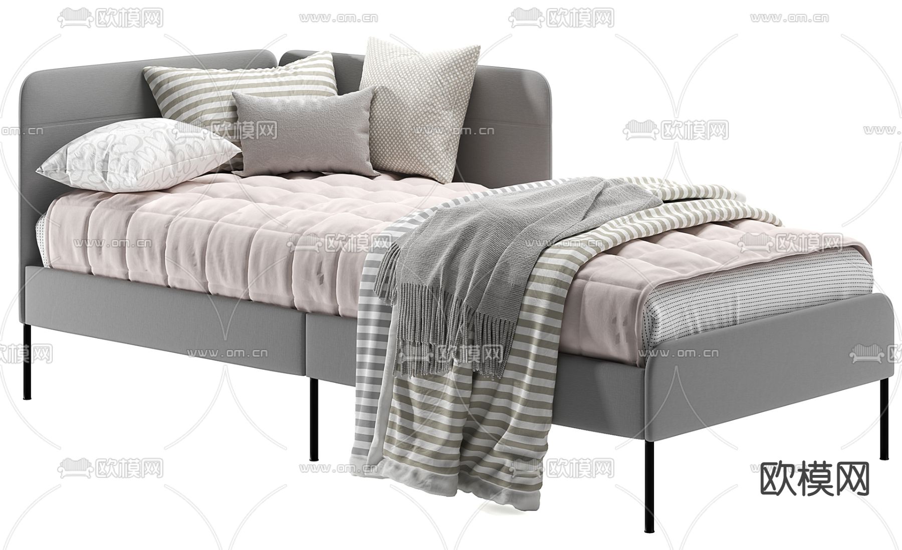 现代布艺儿童床3d模型下载（渲染图2）