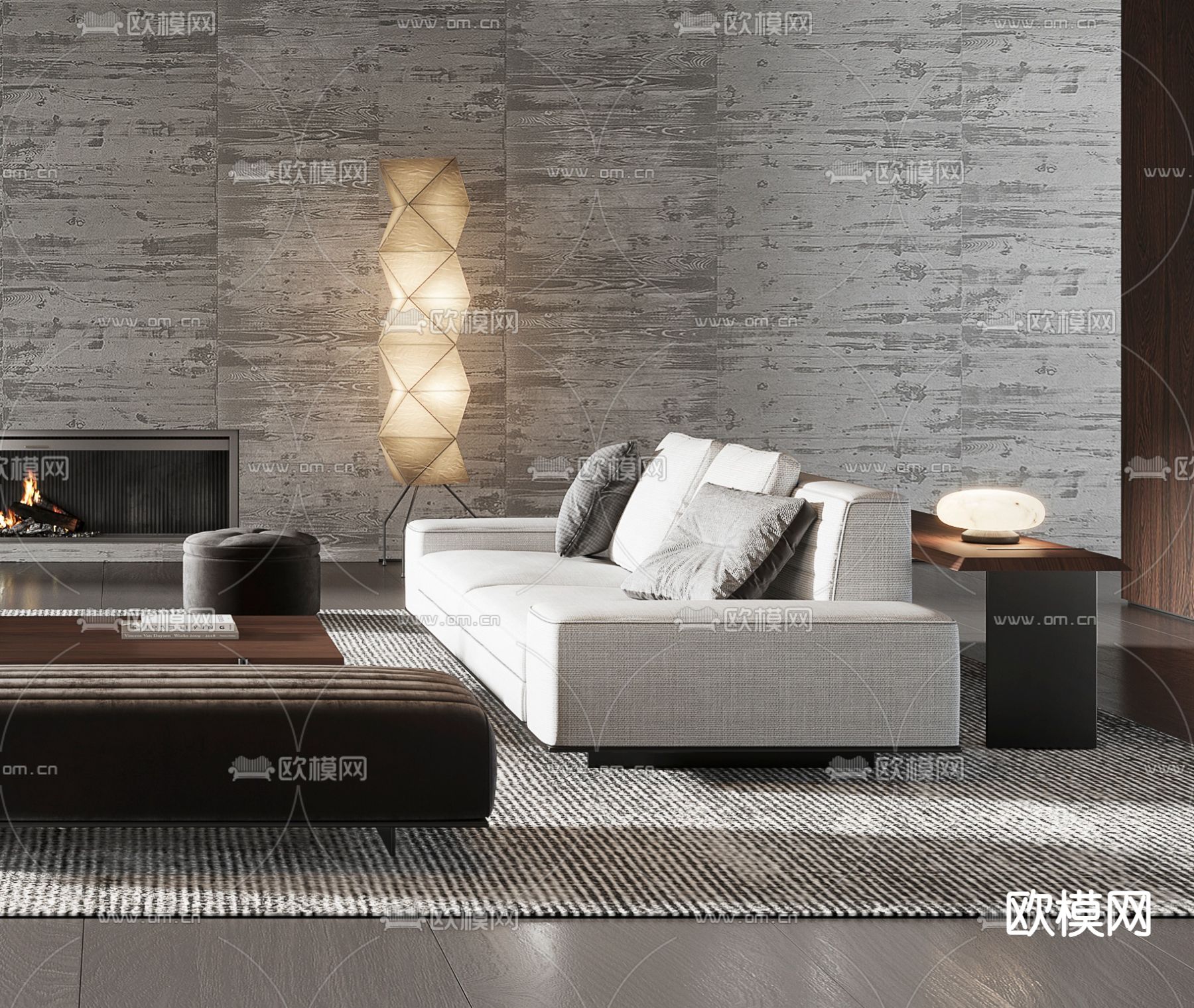 现代布艺沙发组合3d模型