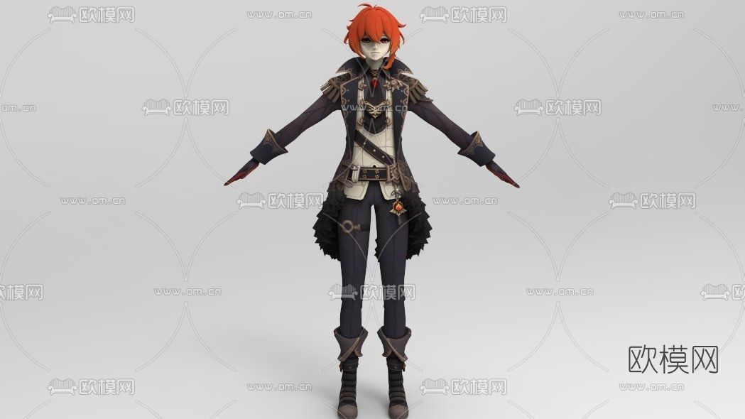 现代迪卢克动漫人物免费3d模型下载