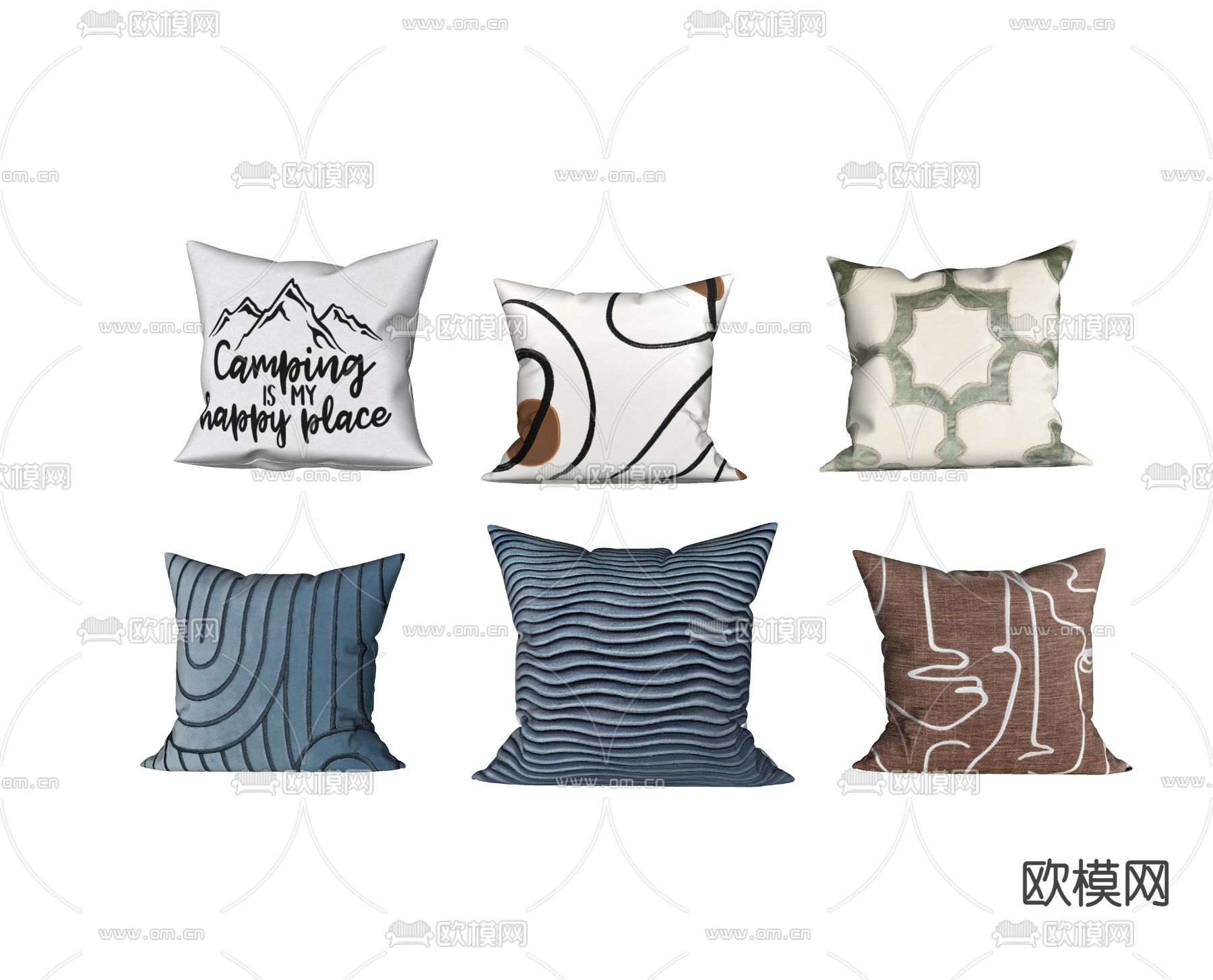 现代枕头抱枕su模型下载