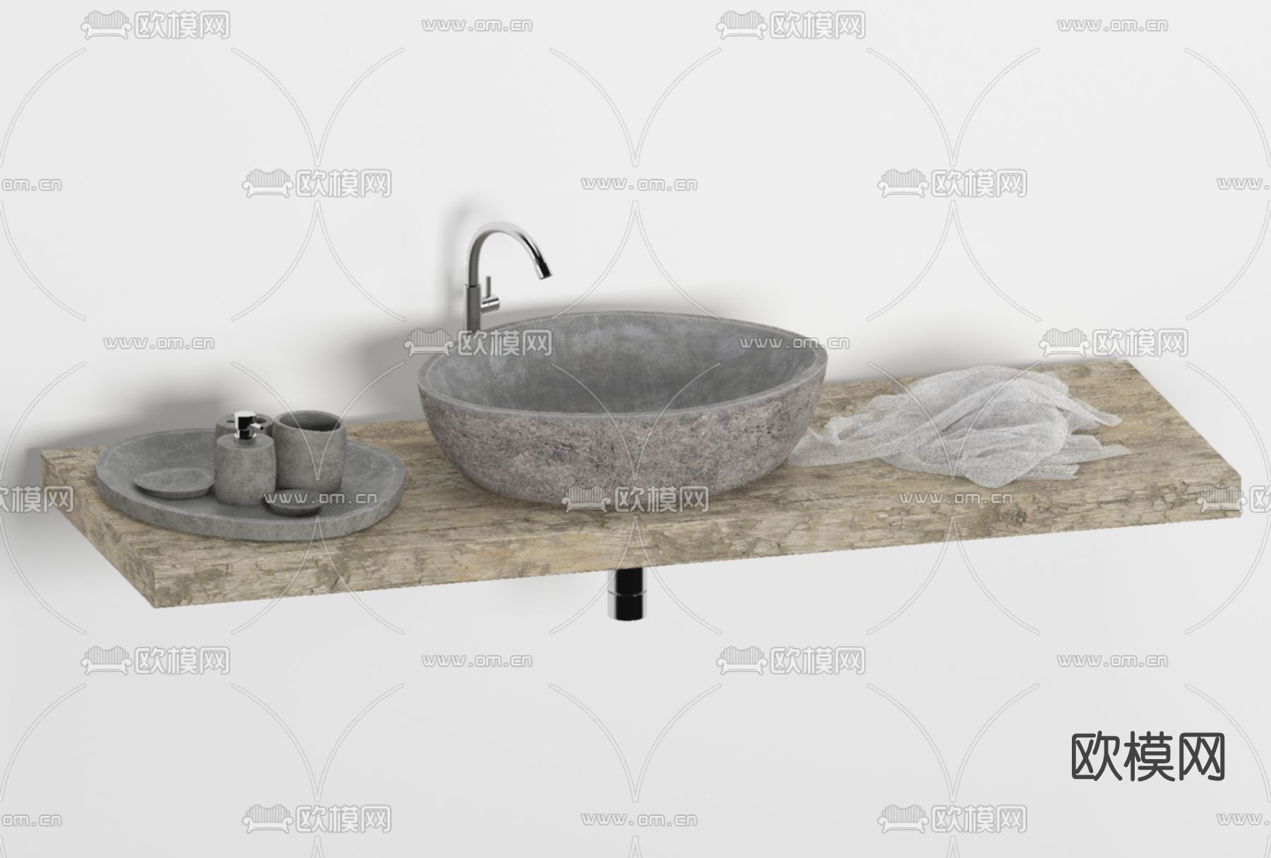 自然风洗手台免费3d模型下载