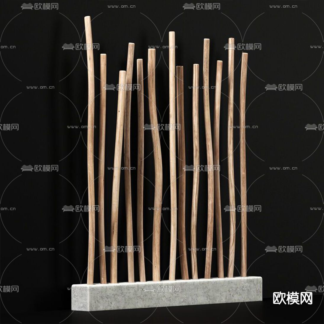 自然风树枝干支隔断3d模型下载（渲染图1）