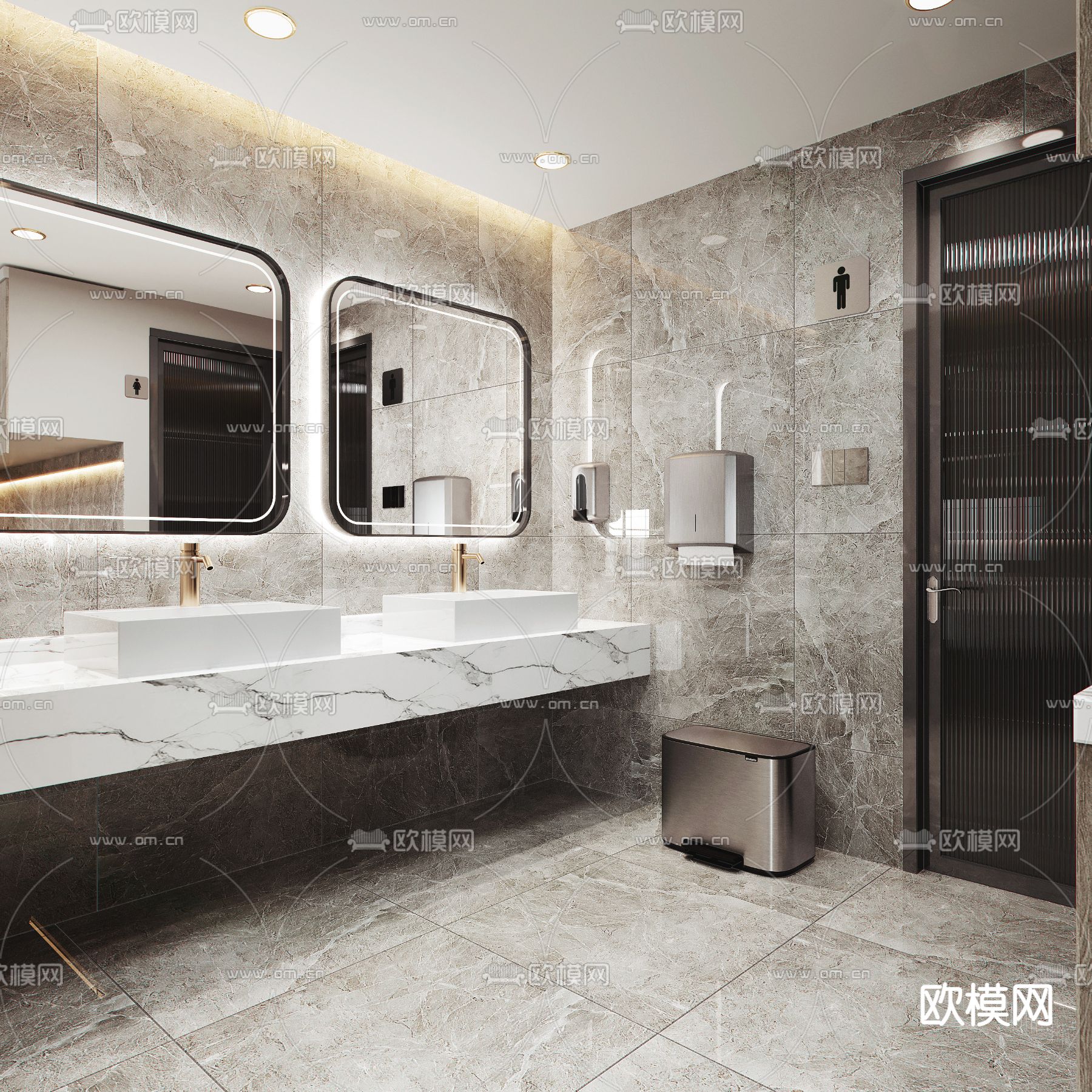 现代洗手间su模型