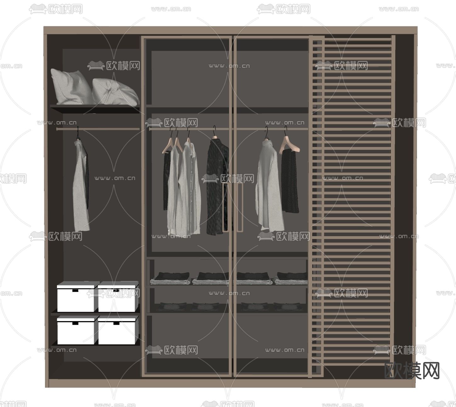 现代轻奢衣柜su模型下载（渲染图2）