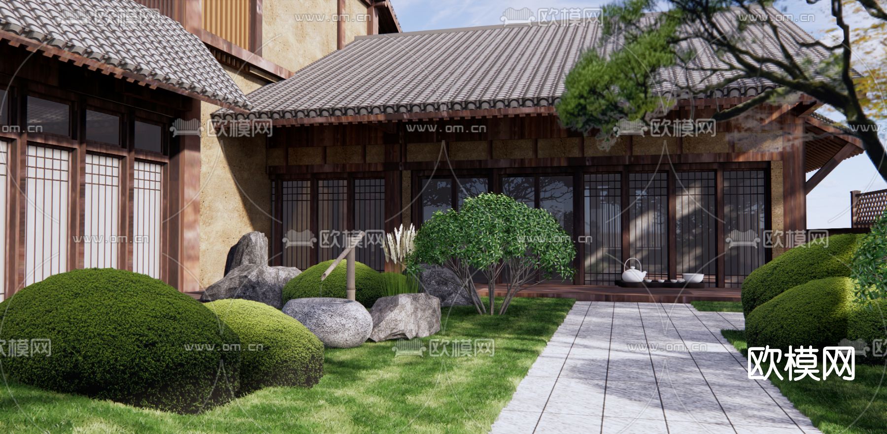 日式庭院景观su模型下载（渲染图3）