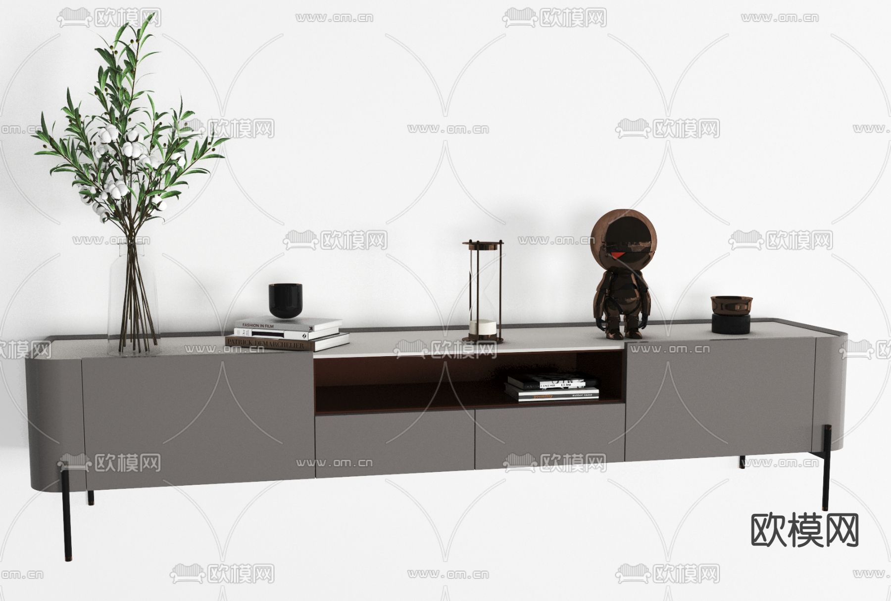 现代简约电视柜免费3d模型下载