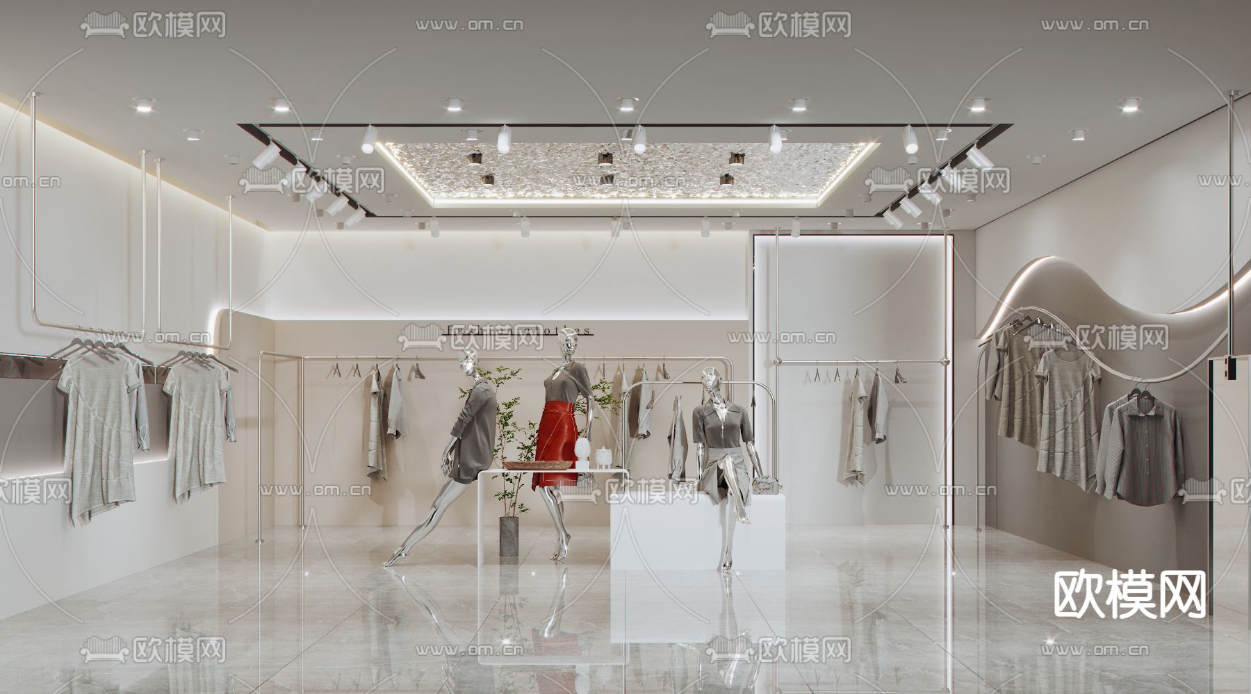 现代女装服装店su模型