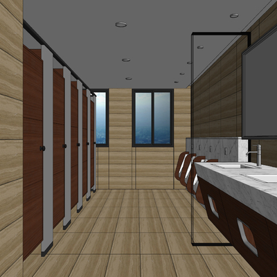  现代公共卫生间su模型 