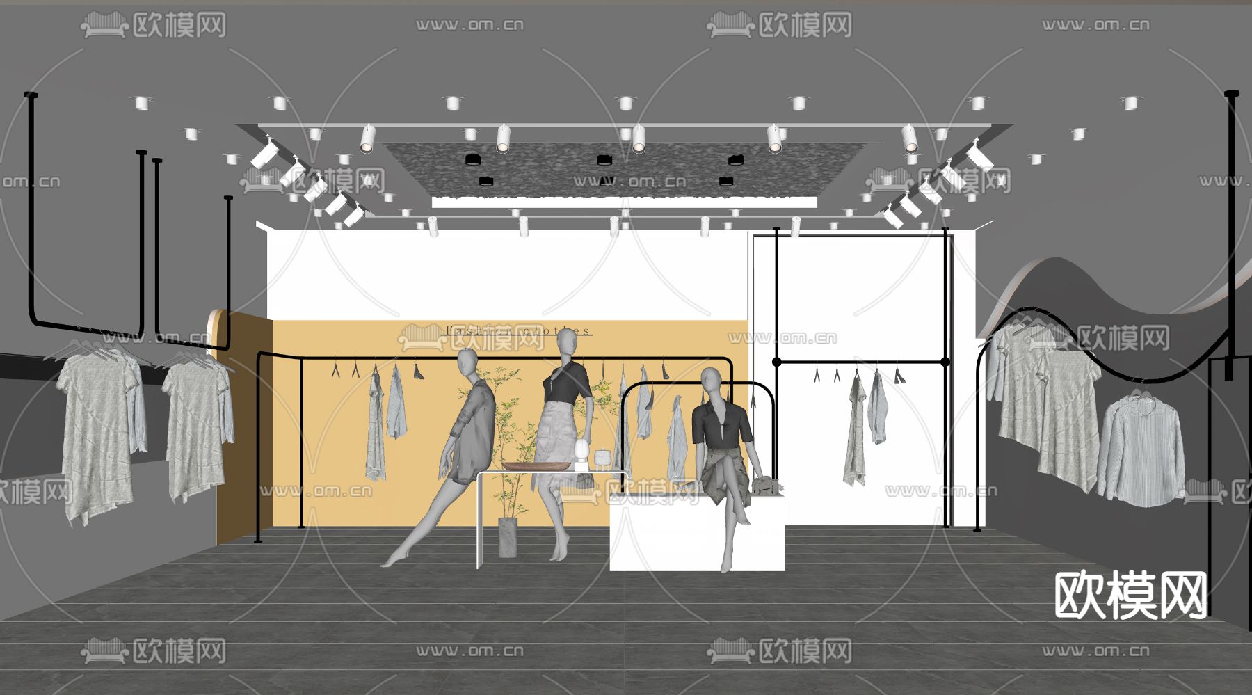 现代女装服装店su模型