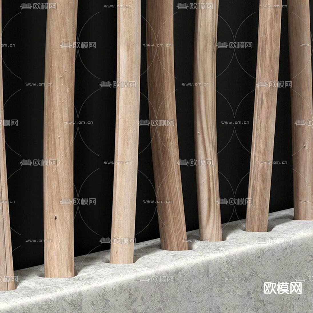 自然风树枝干支隔断3d模型下载（渲染图4）