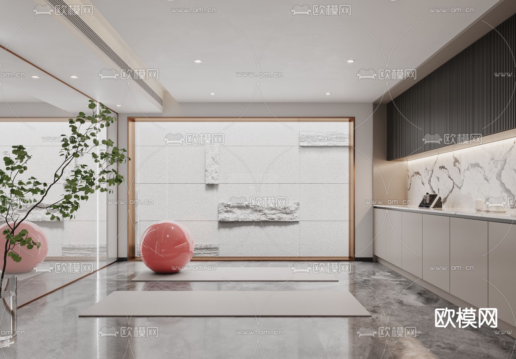 现代轻奢别墅大堂3d模型下载（渲染图9）